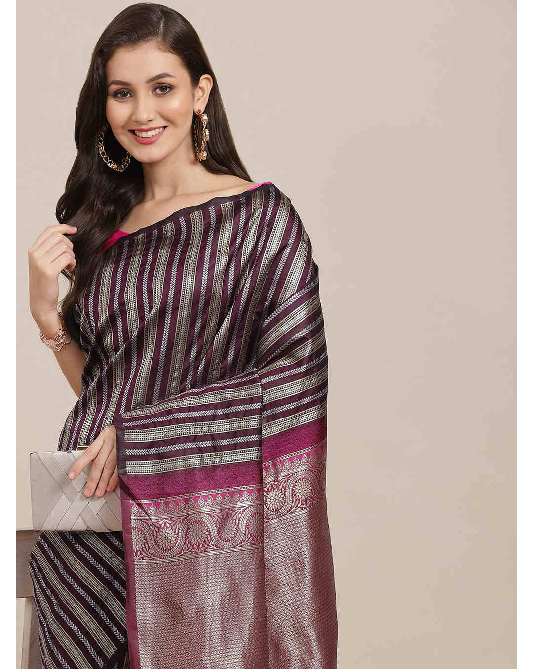 Kanjeevaram Stripes Regular Saree view 2
