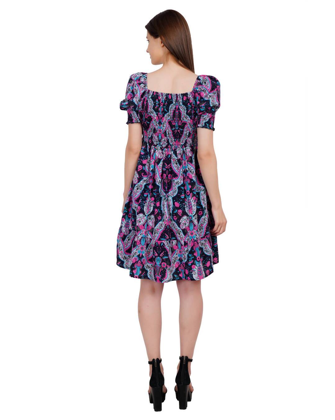 Crepe Printed Fit and Flare Dress view 2