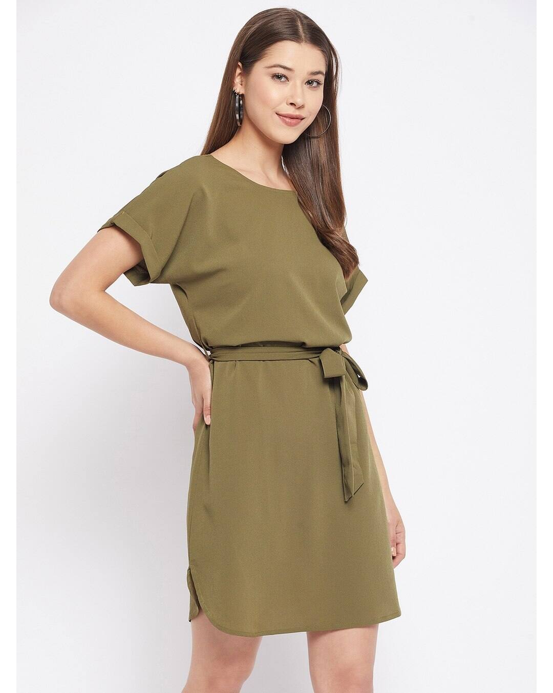 Polyester Solid A-line Dress view 5