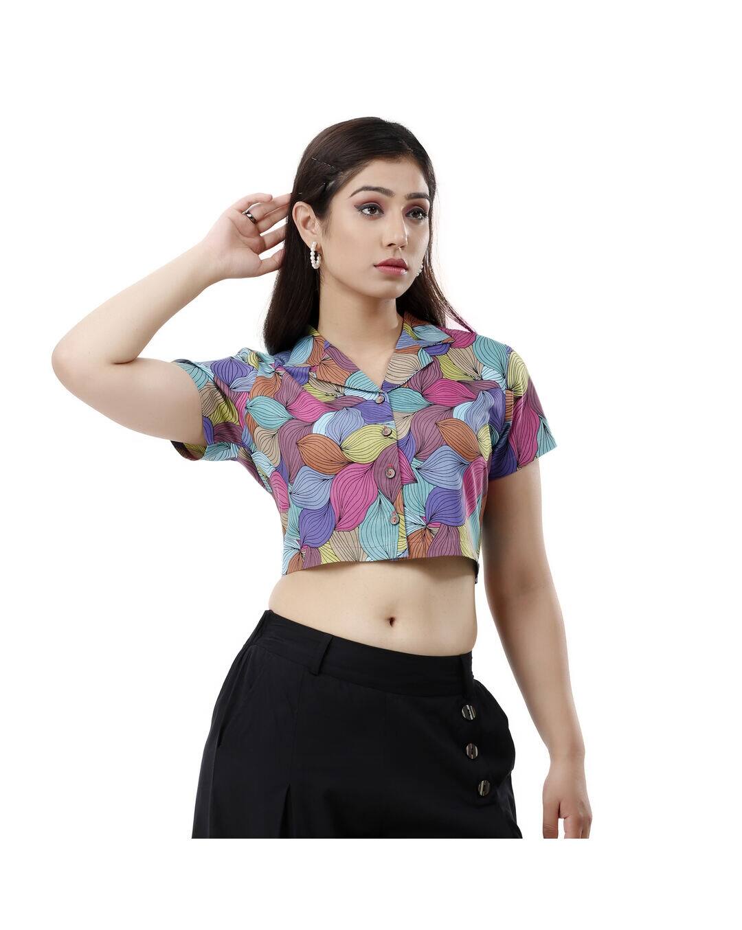 Rayon Floral Crop Top view 3