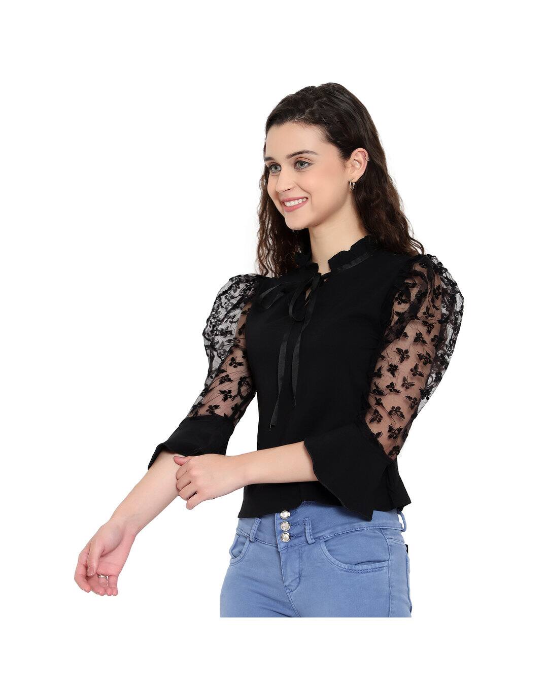 Crepe Lace Top view 3