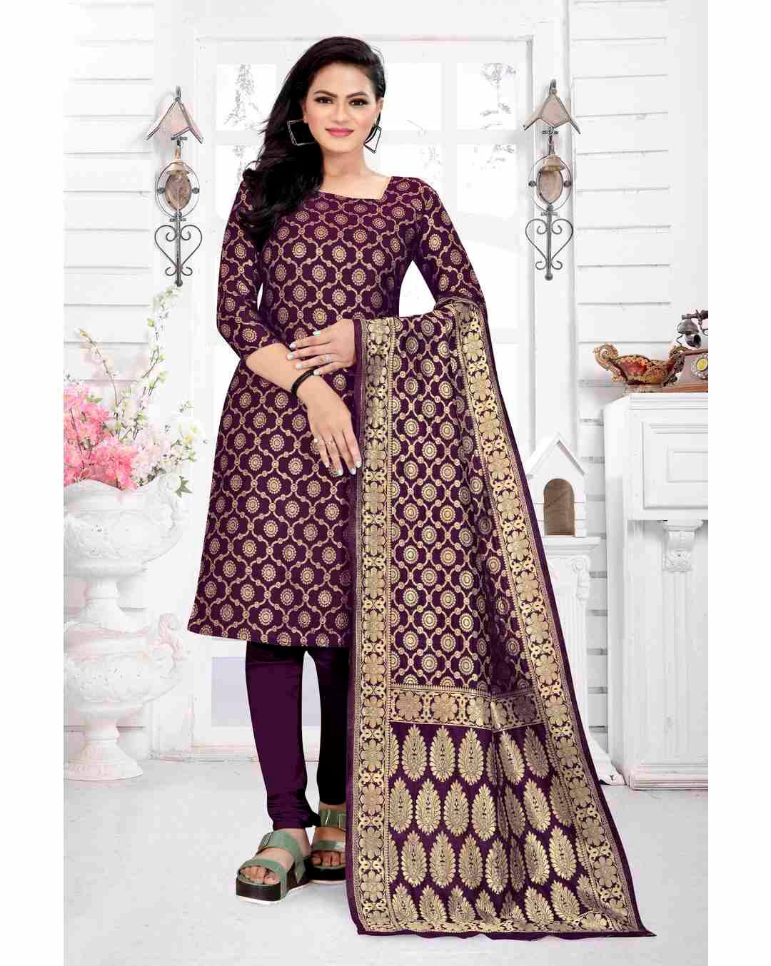 Banarasi Textured Unstitched Dress Material