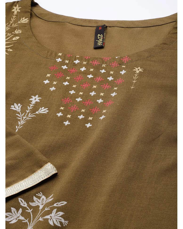 Art Silk Floral Straight Kurta view 11