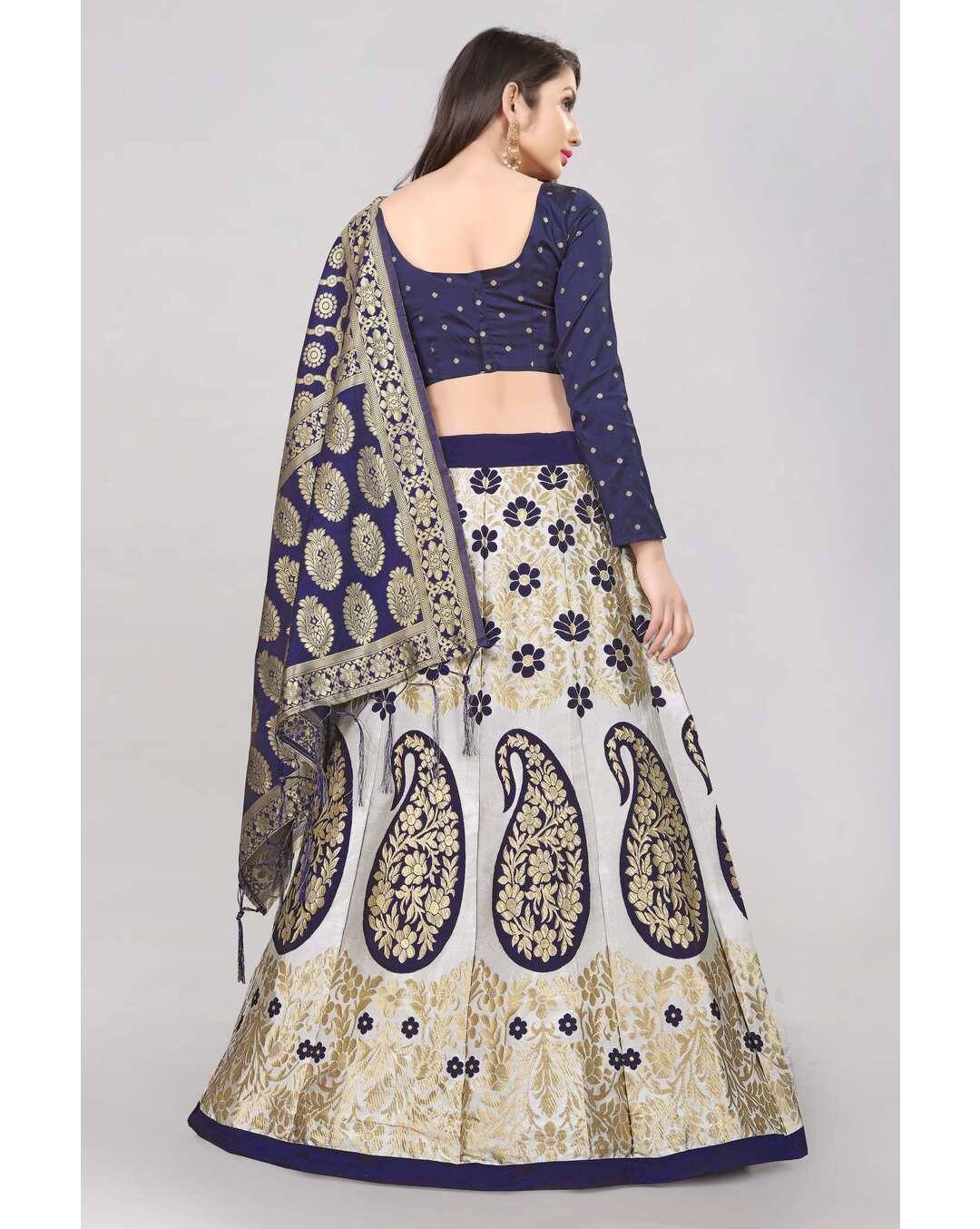 Jacquard Textured Lehenga Choli Set with Dupatta view 4