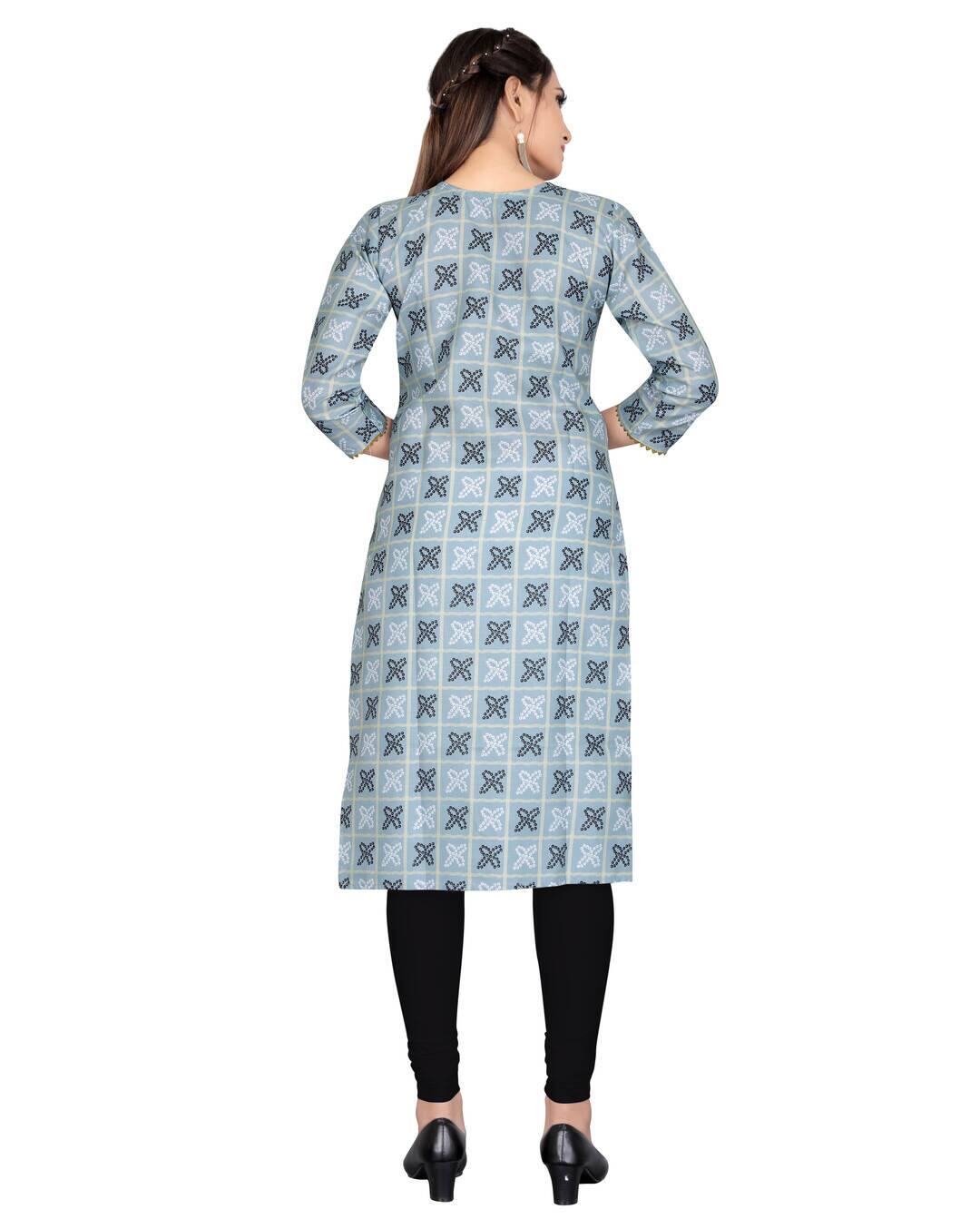 Cotton Printed Straight Kurta view 2