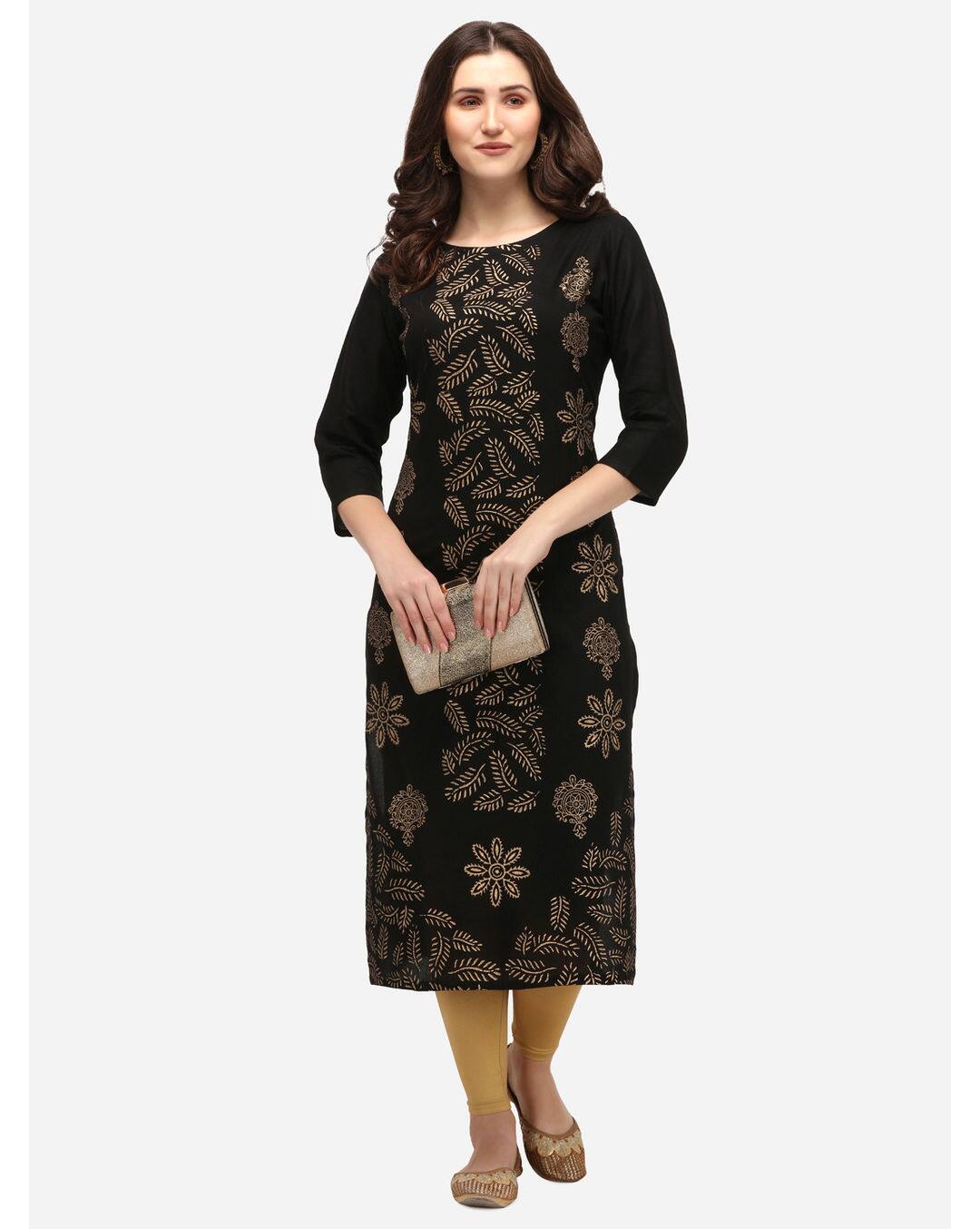 Rayon Printed Straight Kurta view 5