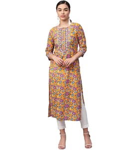 Cotton Printed Straight Kurta view 3