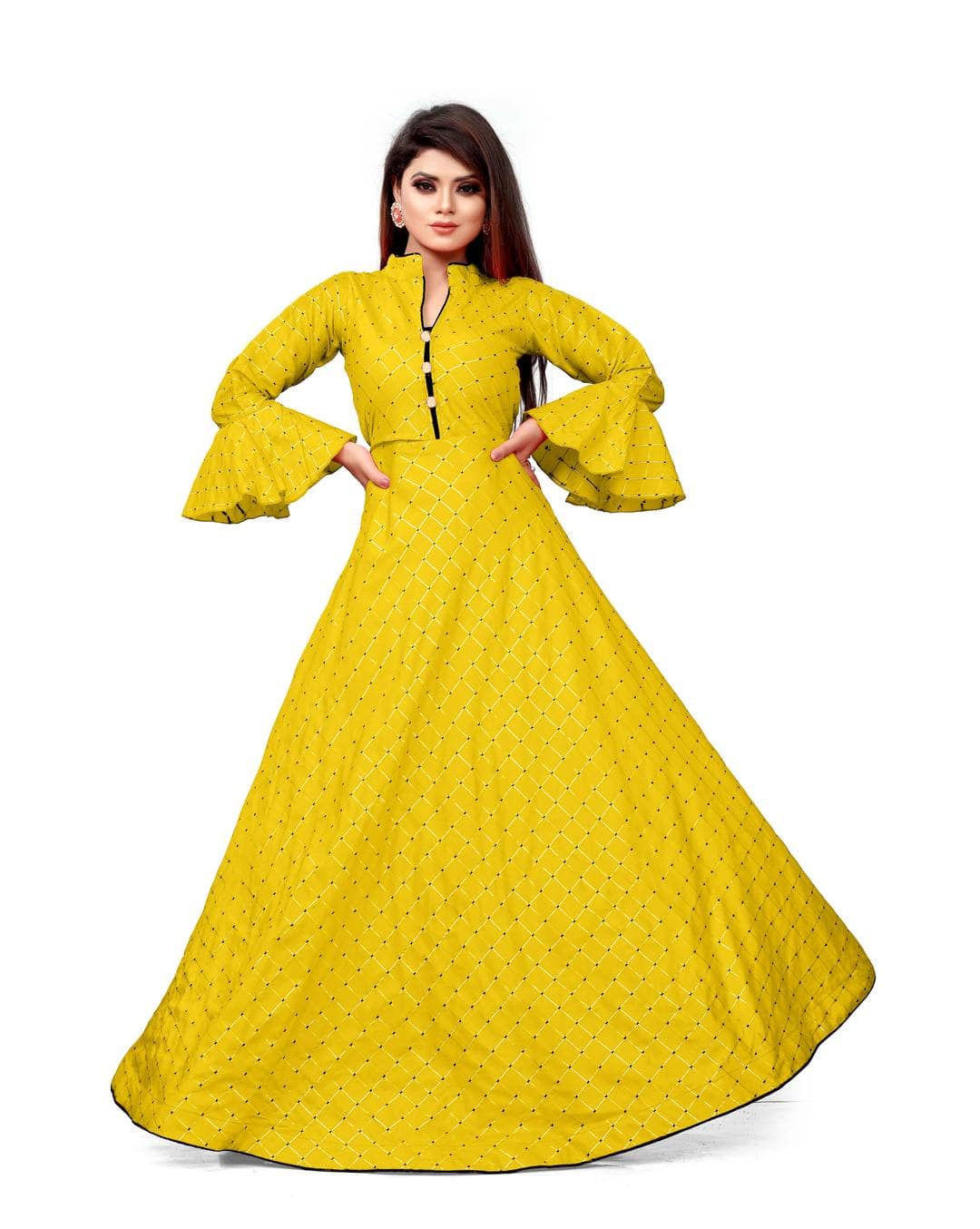Silk Checks  Gown Dress
