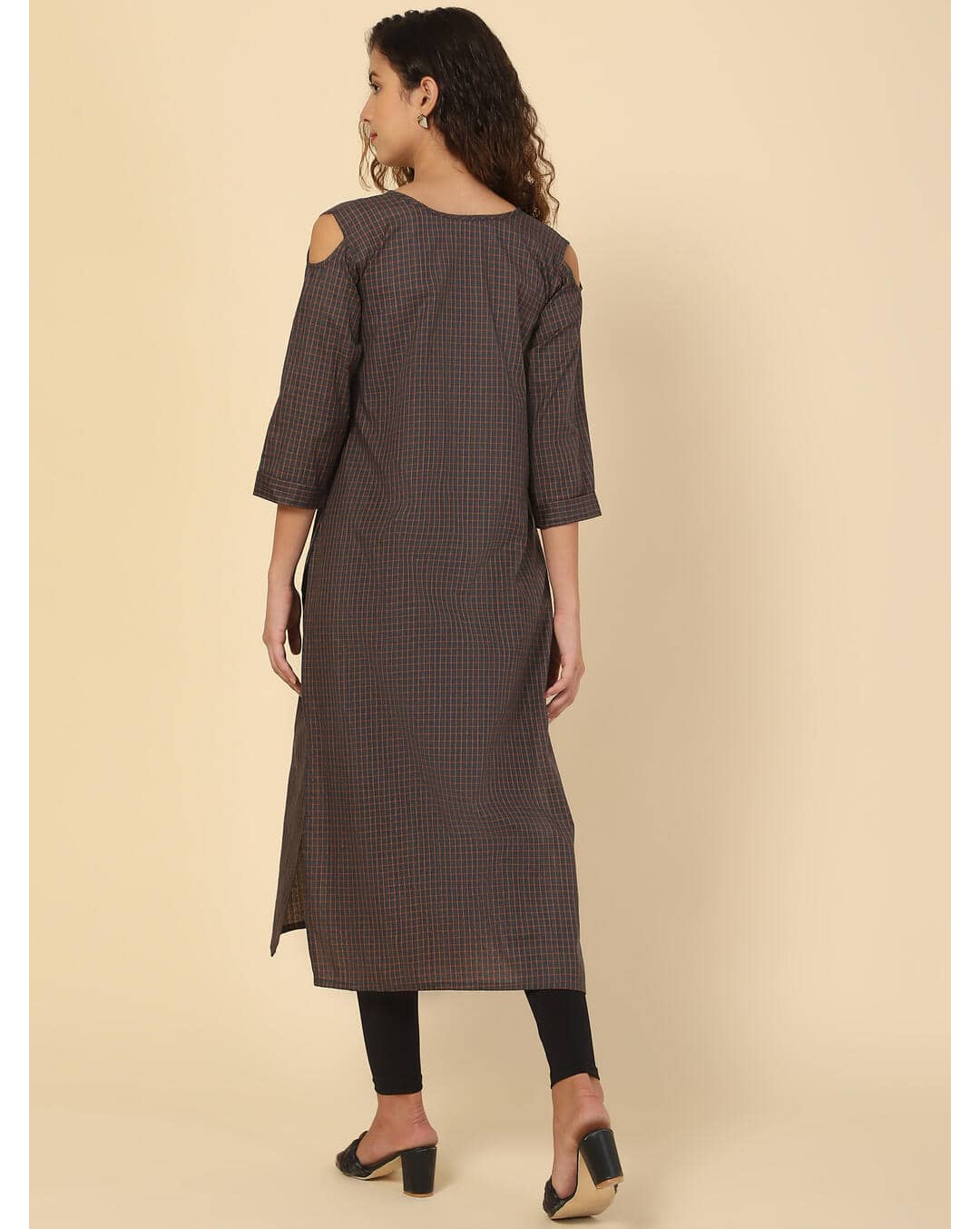 Cotton Checks Straight Kurta view 2