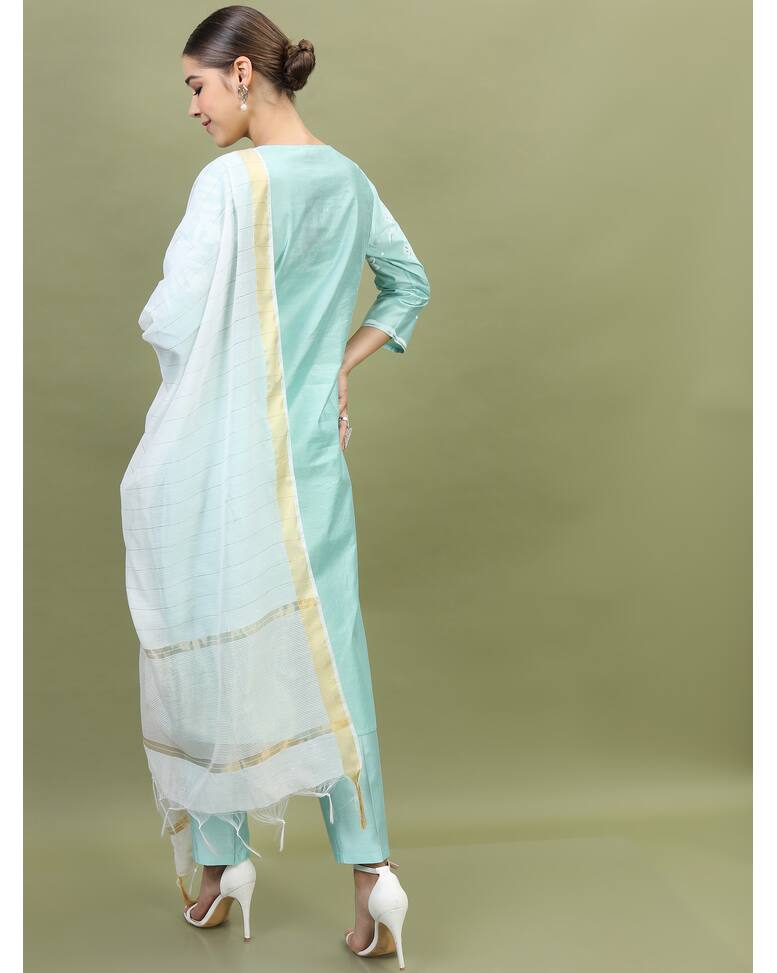 Viscose Embroidered  Ethnic Pants   SuitSet view 2
