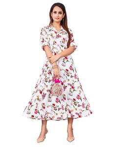 Crepe Printed  Midi Gown Dress view 3