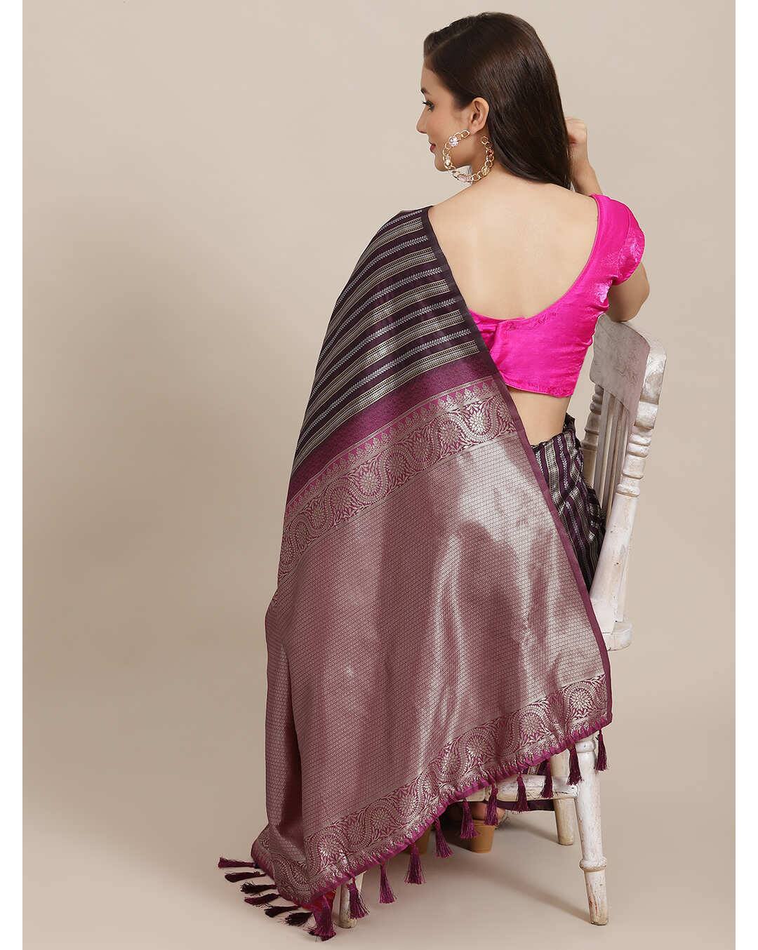 Kanjeevaram Stripes Regular Saree view 3