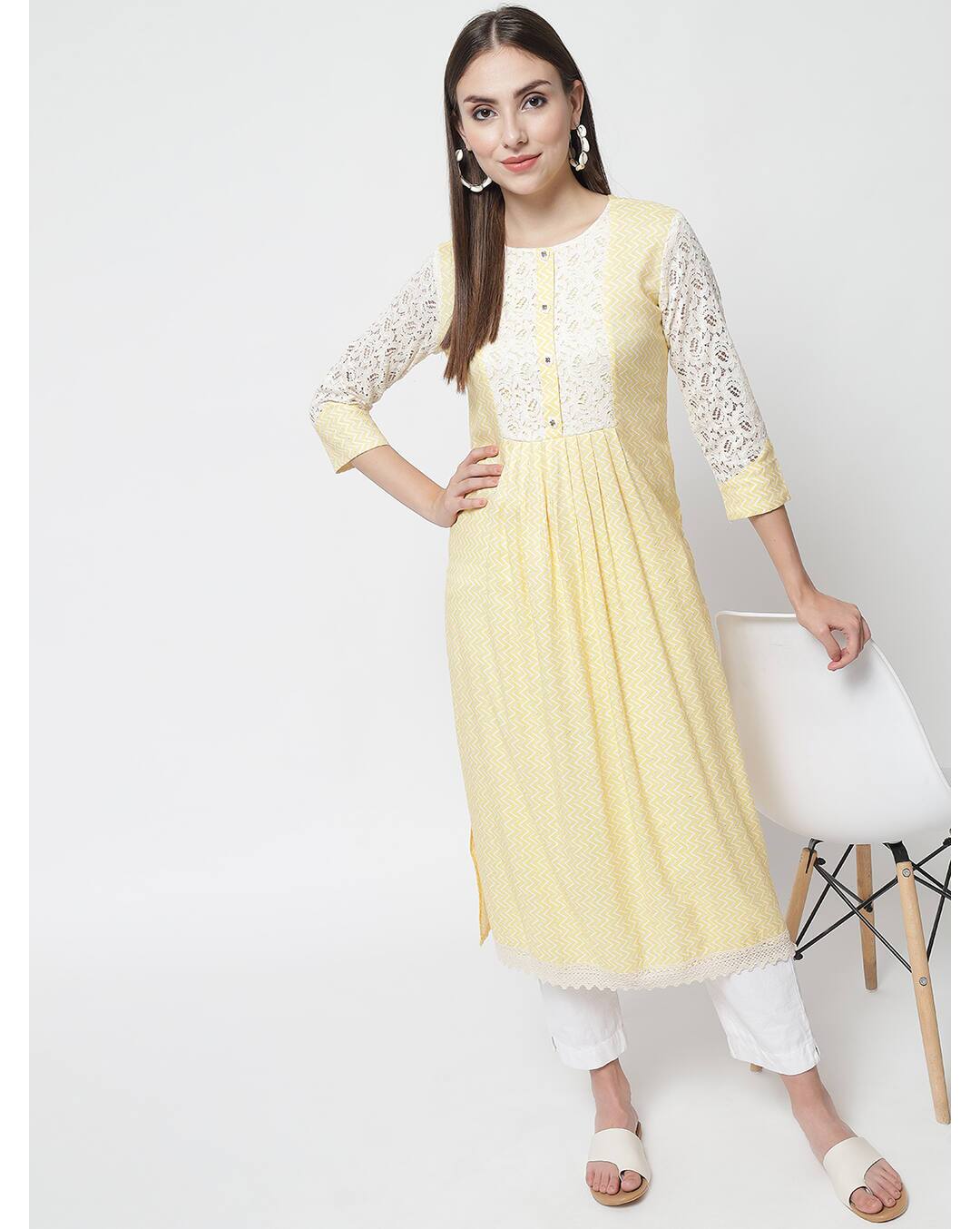 Rayon Foil Print A-line Kurta view 7