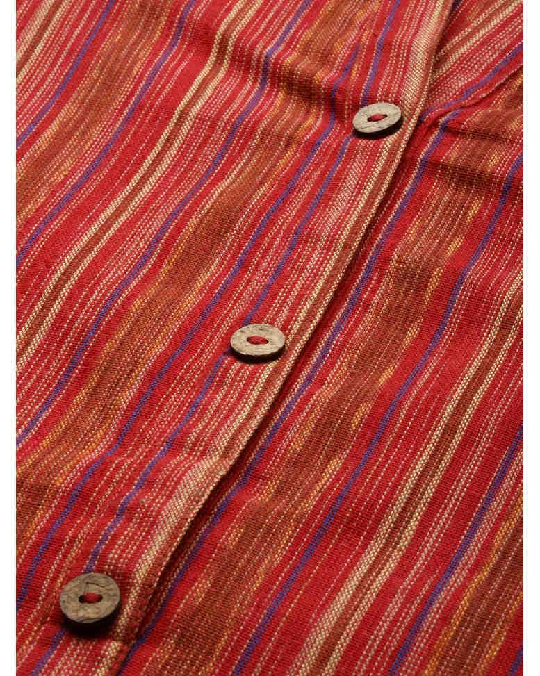 Linen Stripes Straight Kurta view 11