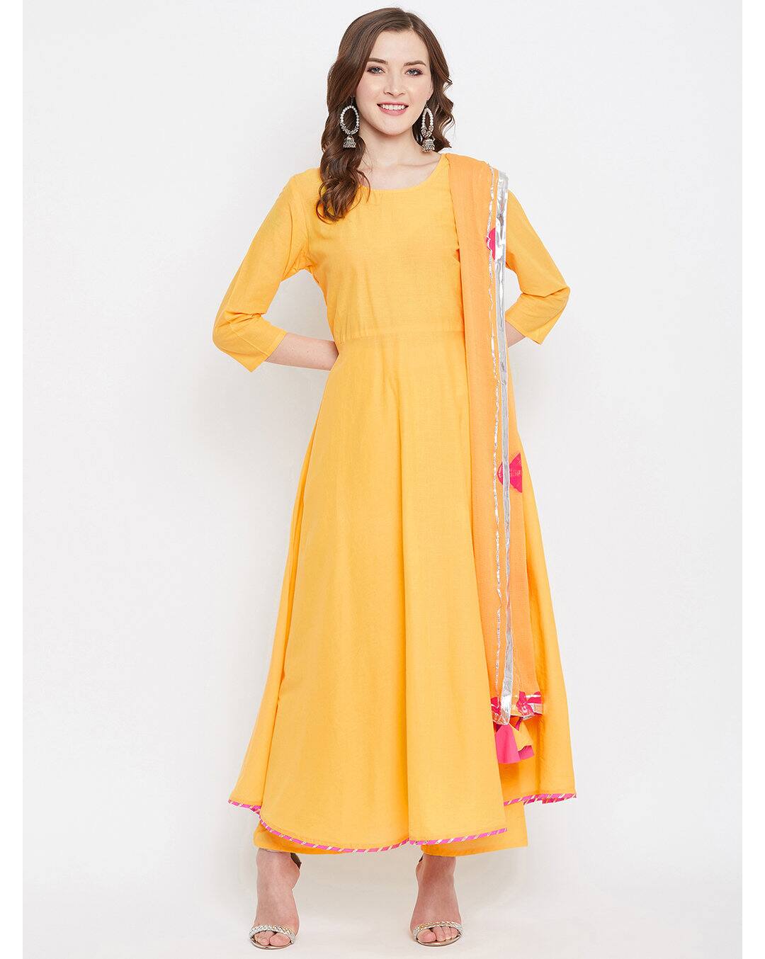Cambric cotton Solid Ethnic Pants SuitSet