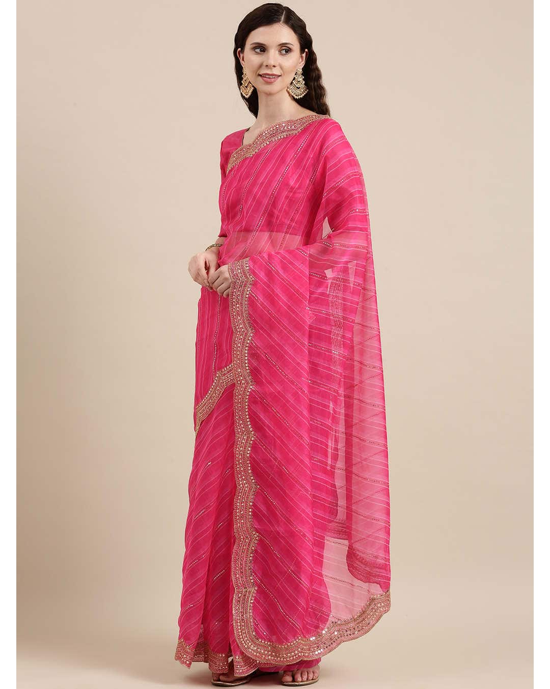 Organza Stripes Regular Saree