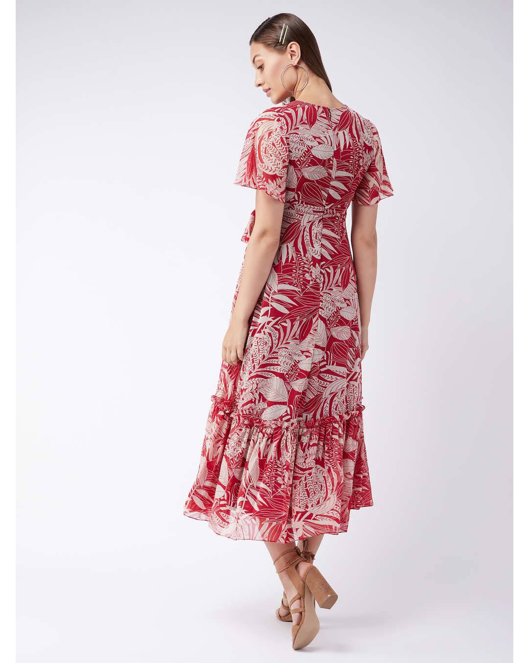 Polyester Printed Fit and Flare Dress view 2