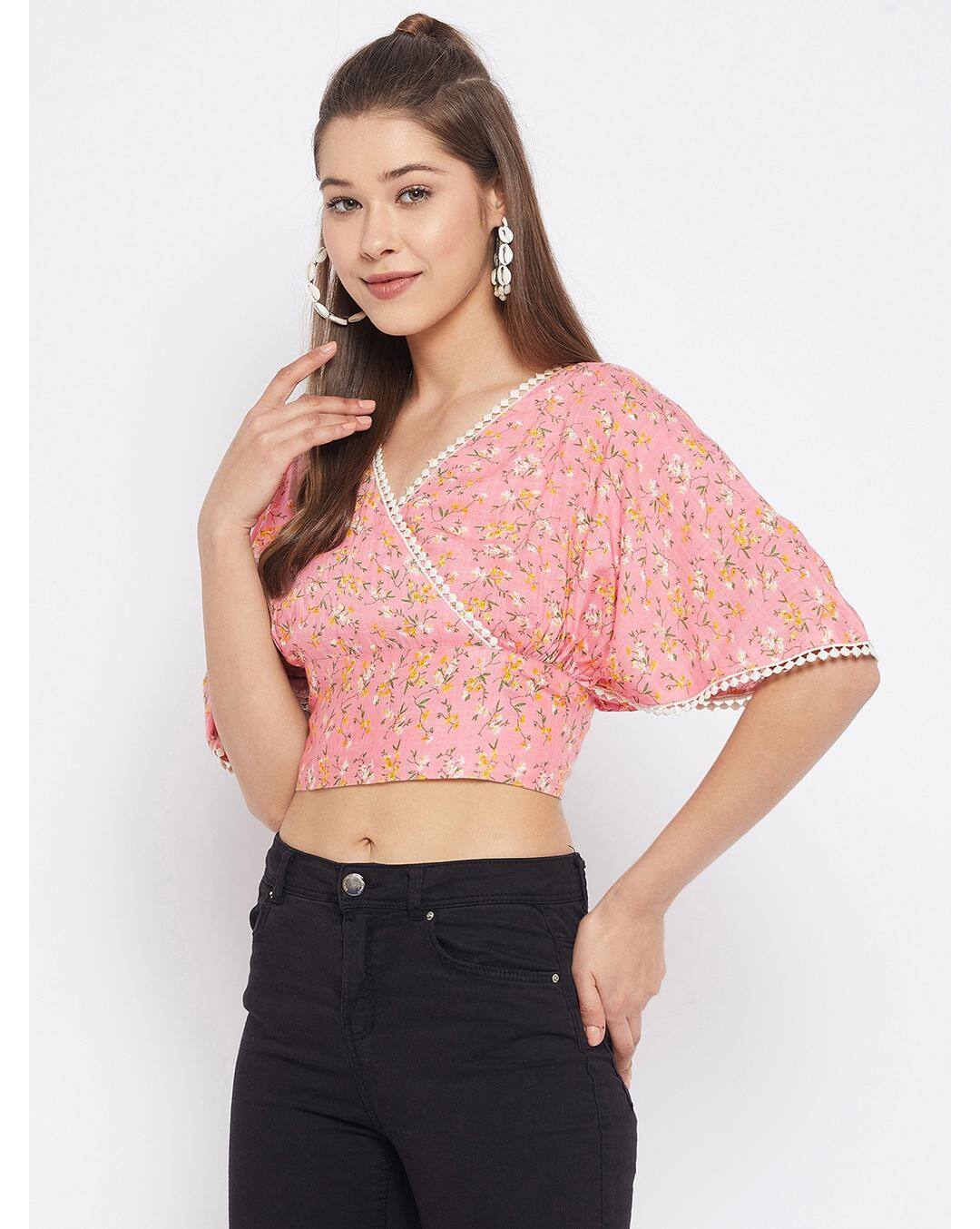 Rayon Printed Crop Top view 4