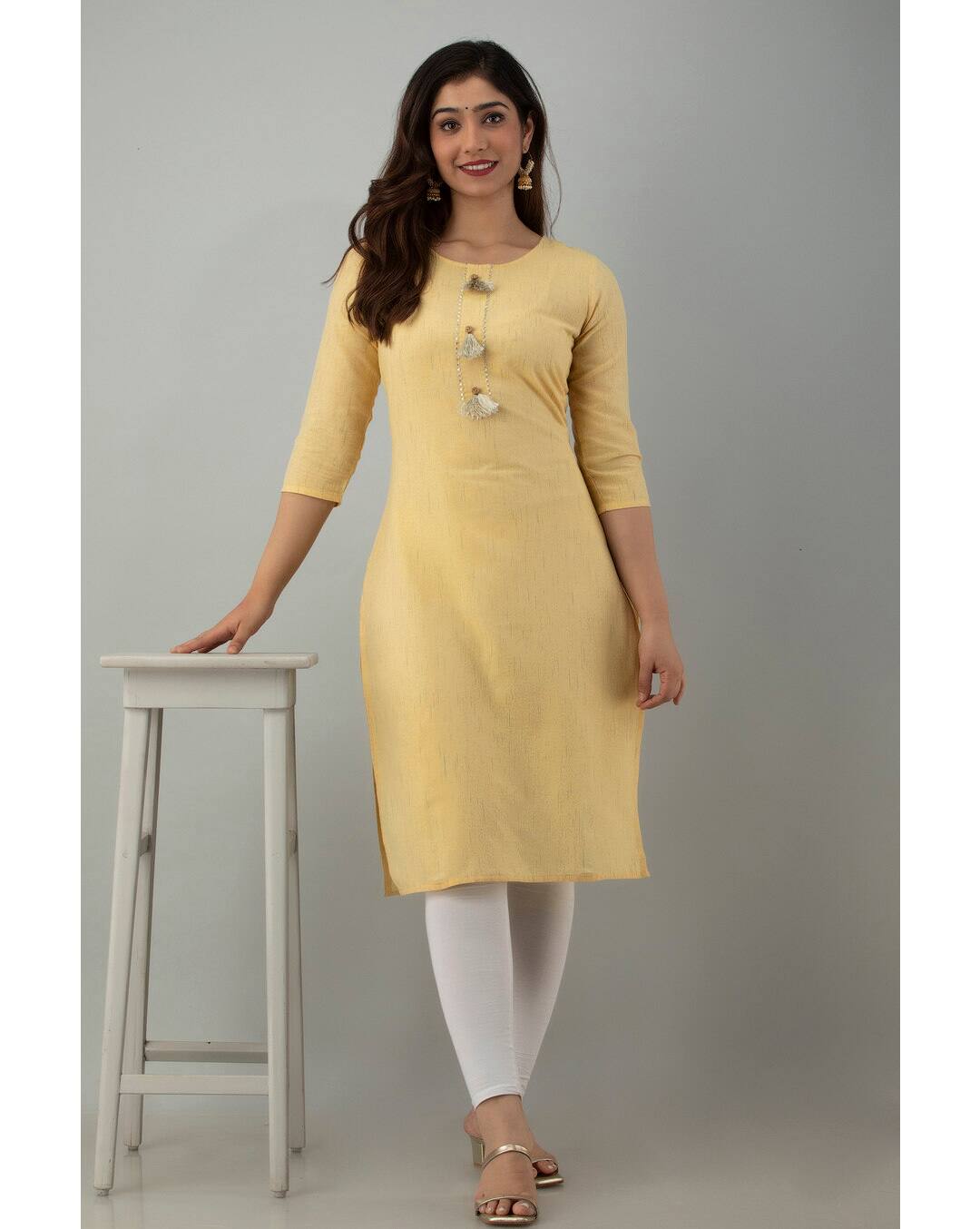 Dobby Solid Straight Kurta