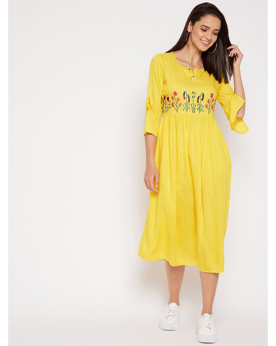 Rayon Embroidered A-line Dress view 5