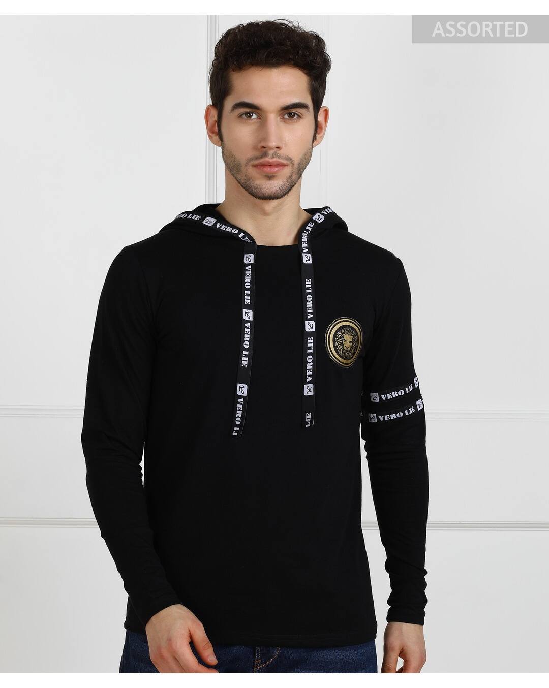 Cotton Solid Slim Fit Hooded Tshirts view 9