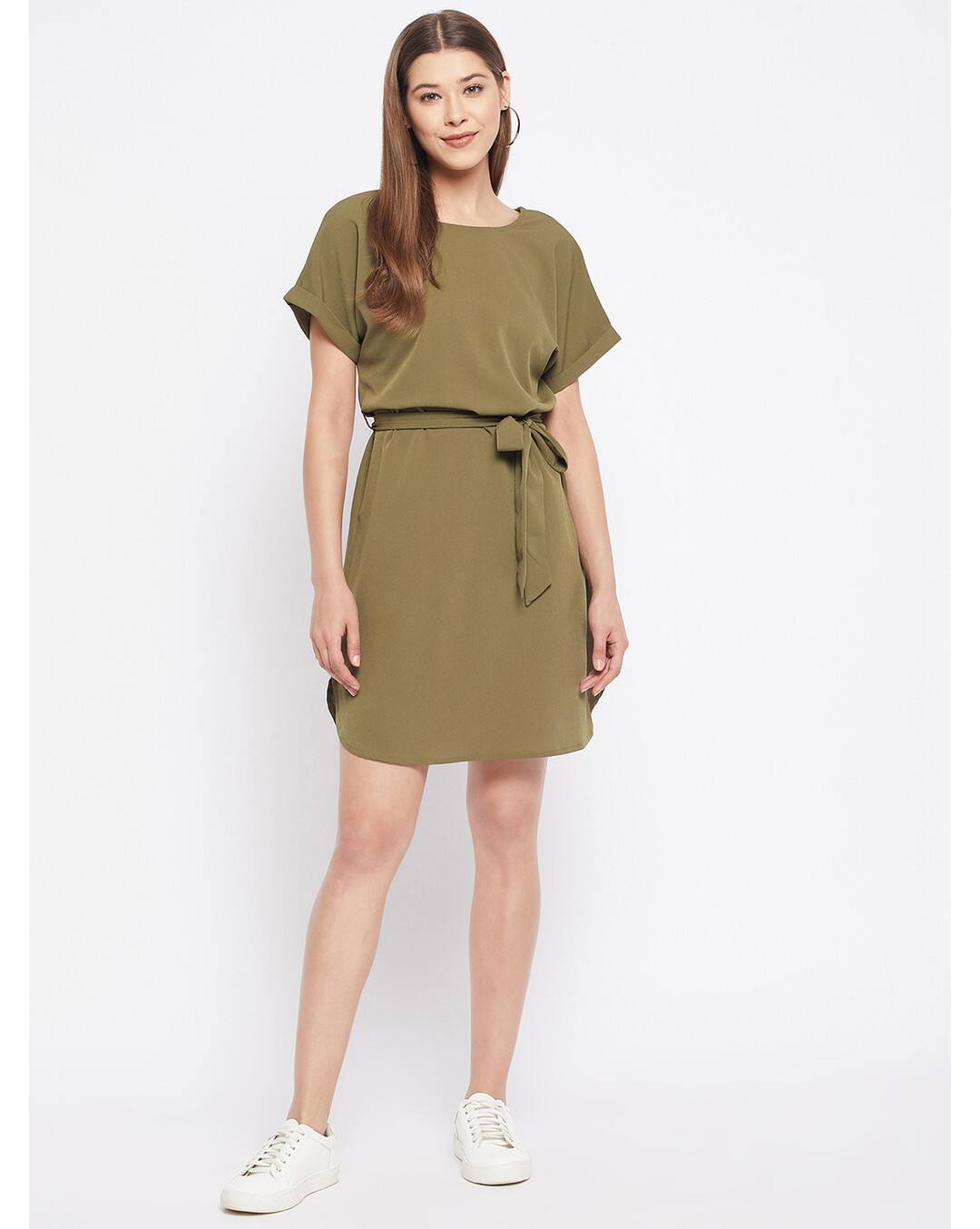 Polyester Solid A-line Dress view 3