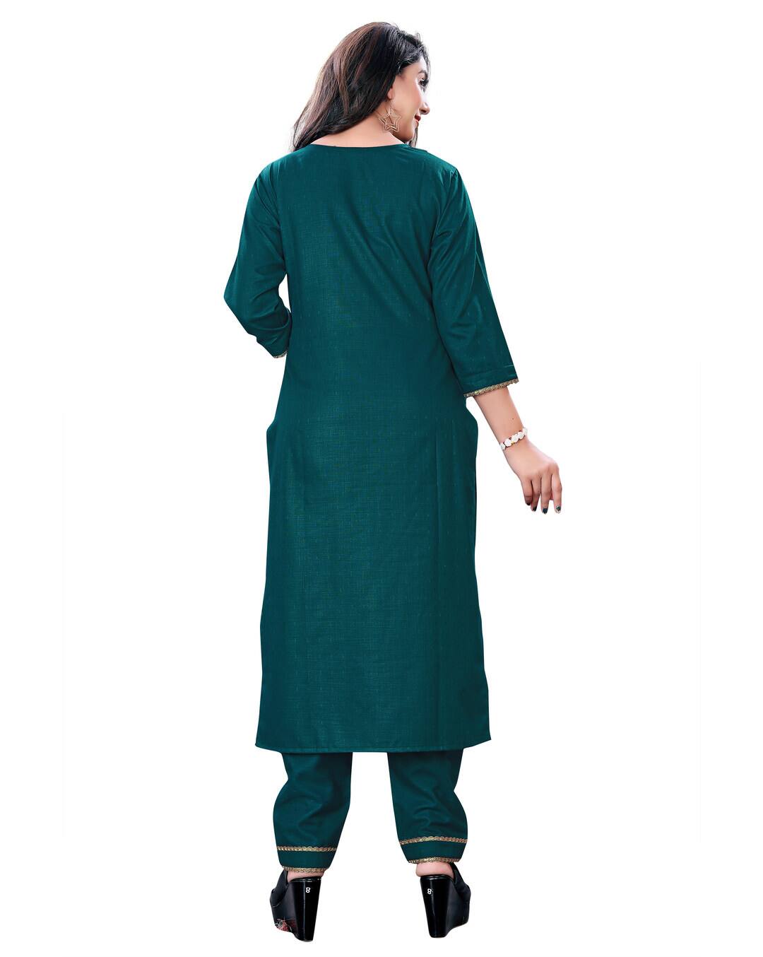 Cotton Solid  Ethnic pants SuitSet view 2