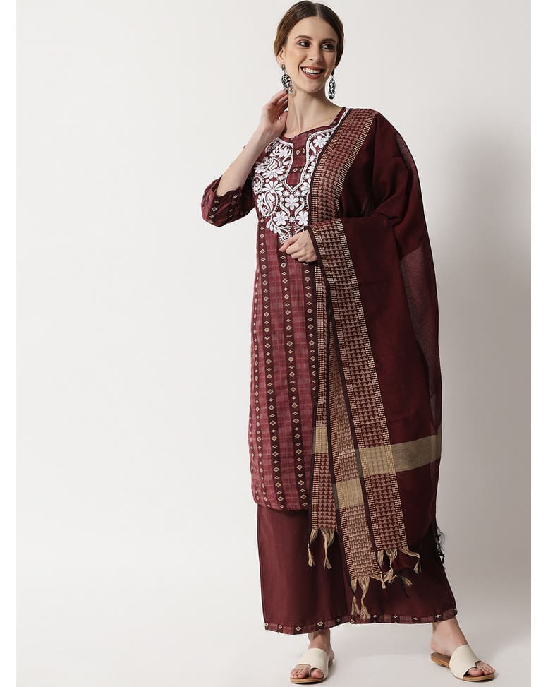 Rayon Embroidered  Palazzo SuitSet