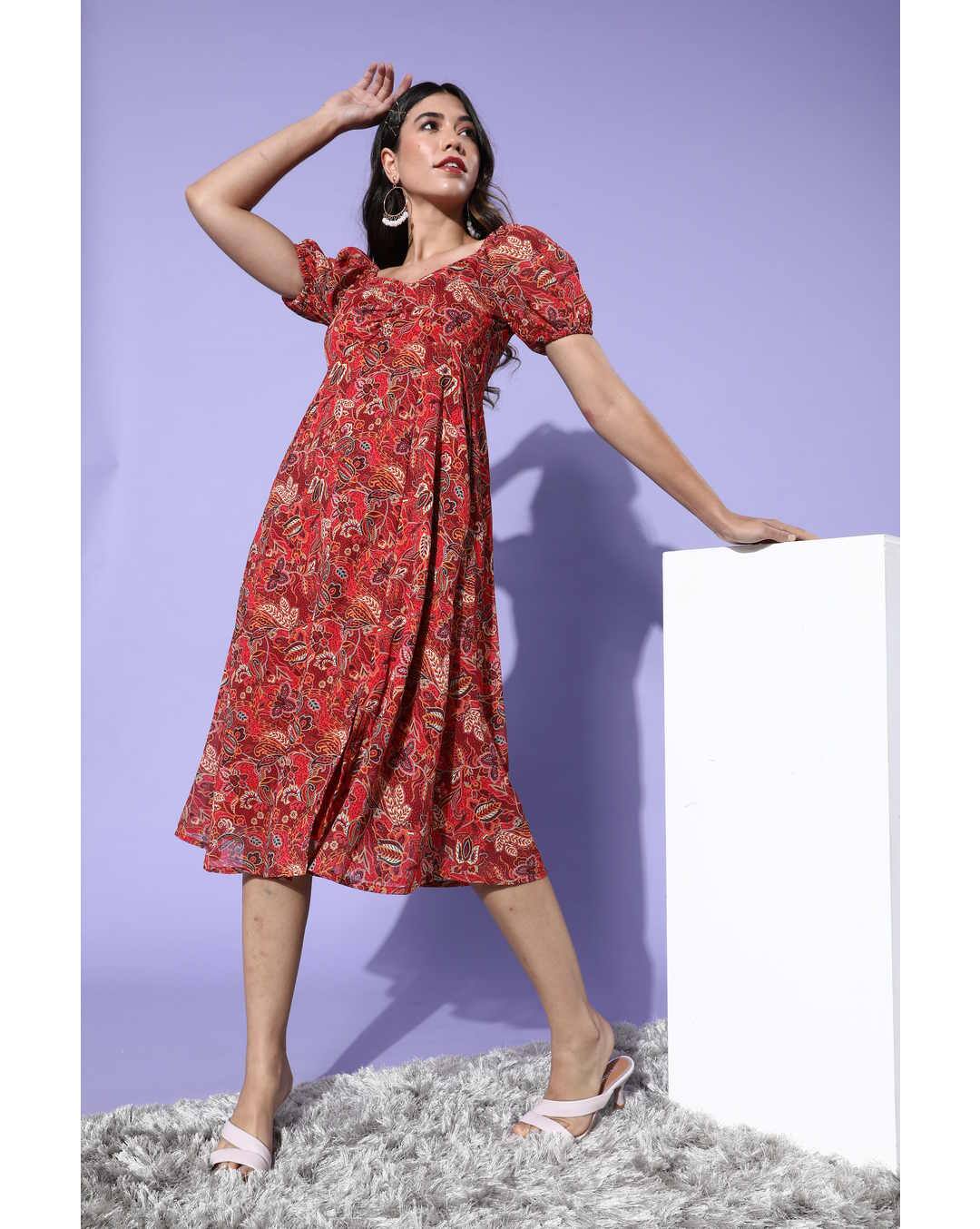 Georgette Printed A-line Dress
