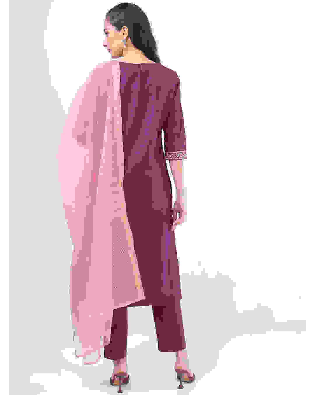 Polyester Embroidered Ethnic Pants SuitSet view 4