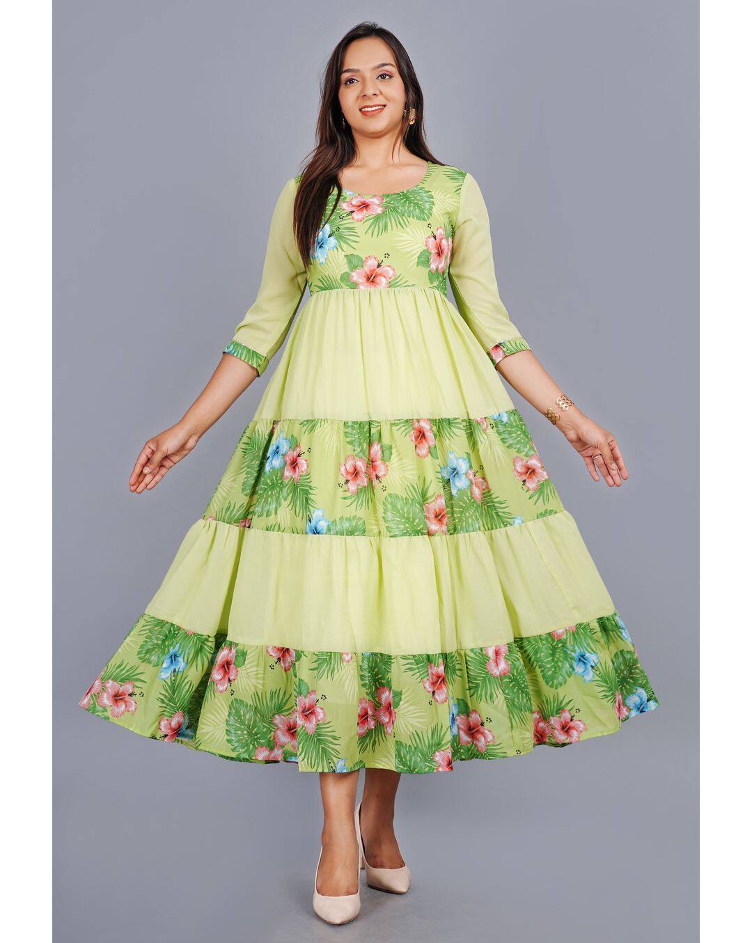 Georgette Printed Flared Kurta
