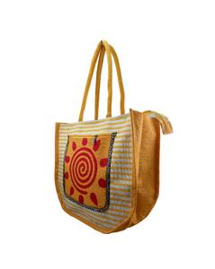 VELITE BAGS Jute Printed Handbag