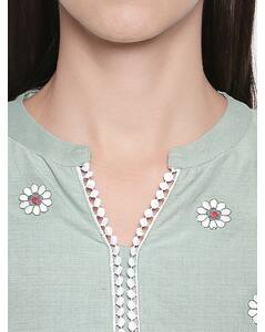 Cotton Embroidered Flared Kurta view 15