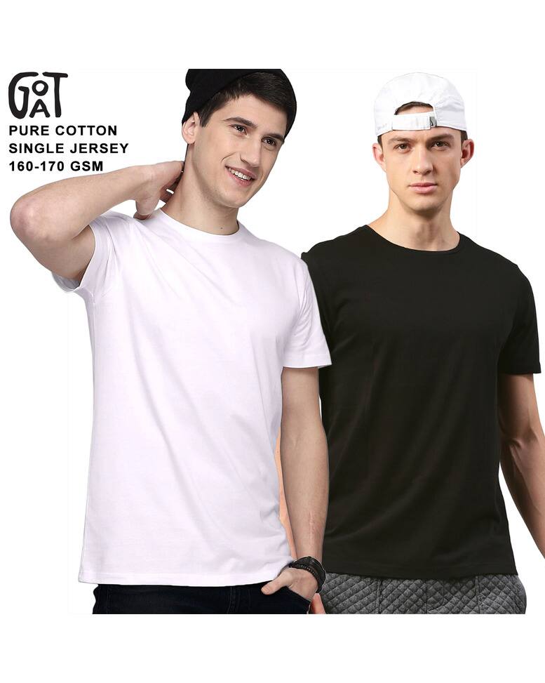 Cotton Solid Slim Fit Round Tshirts