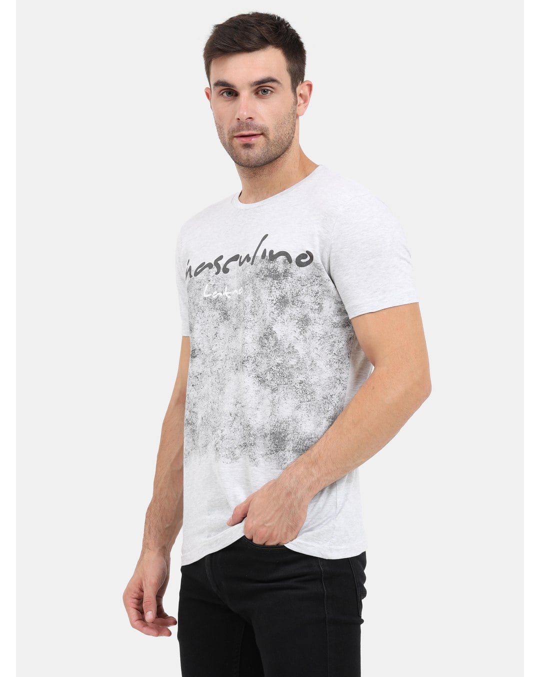 Cotton Printed Regular Fit Round Tshirts view 4