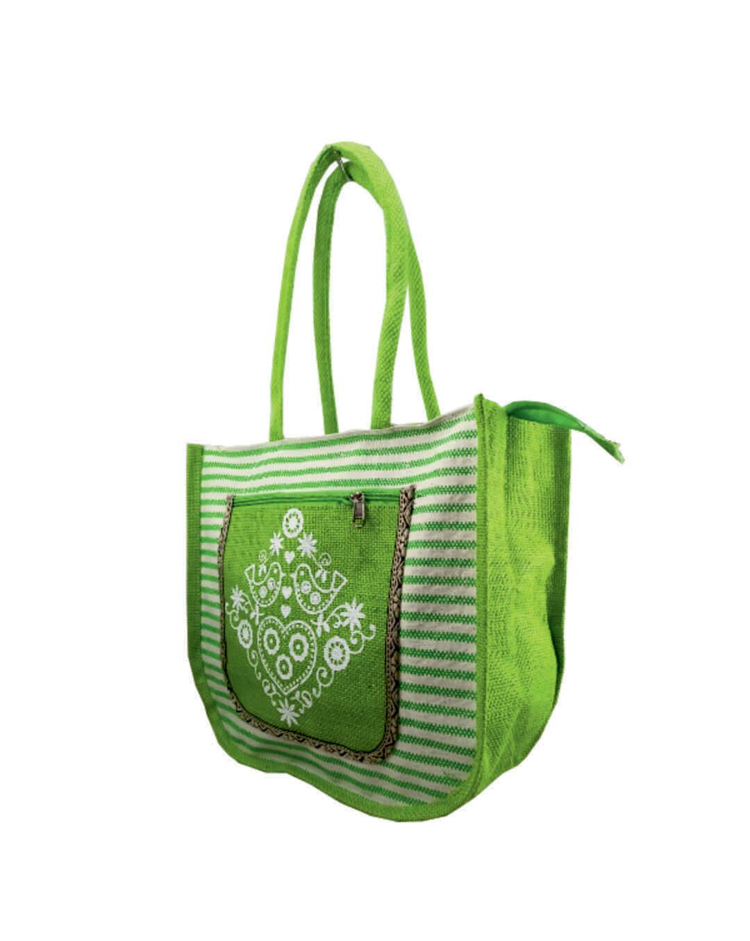 VELITE BAGS Jute Printed Handbag