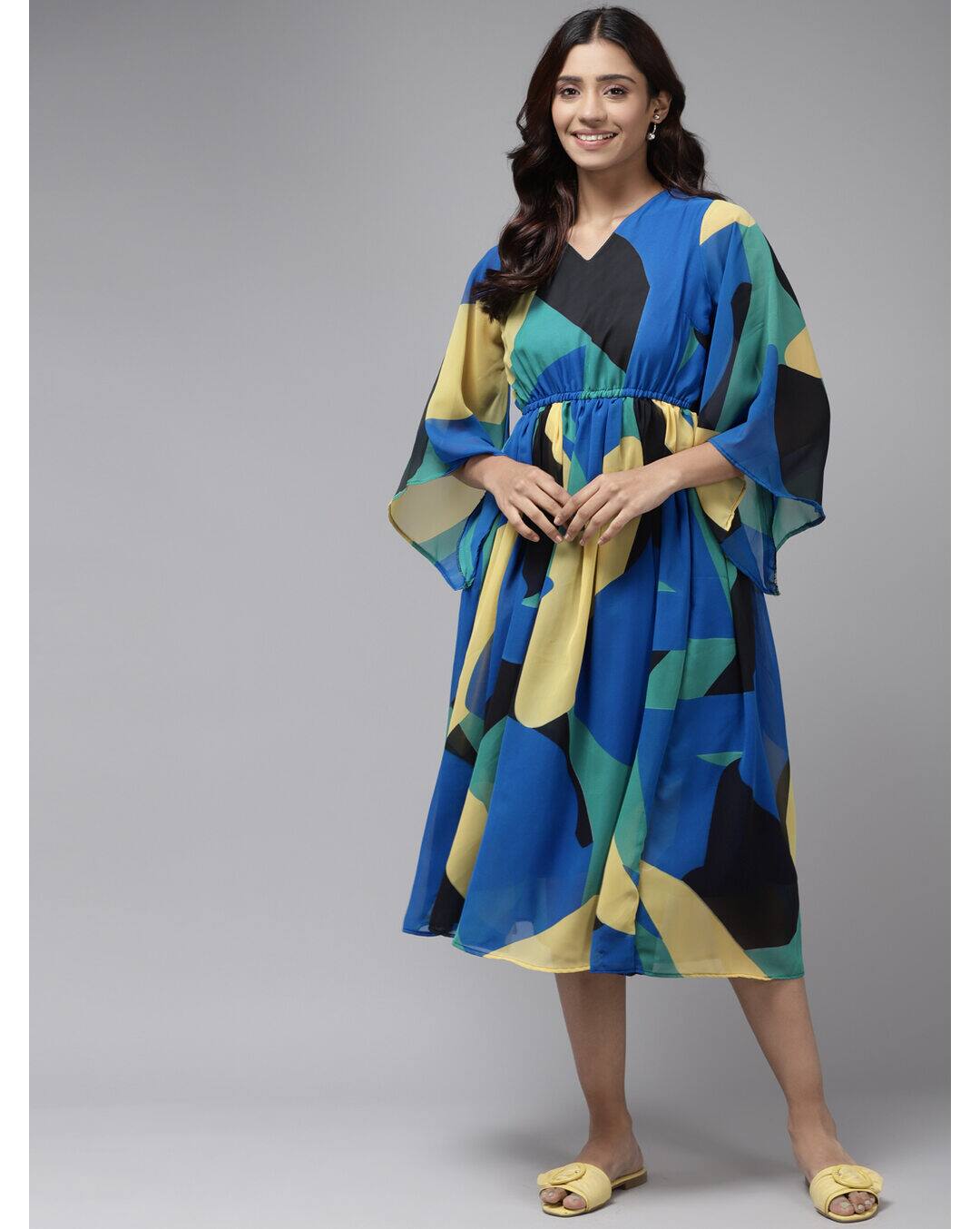 Georgette Printed Fit and FlareDress