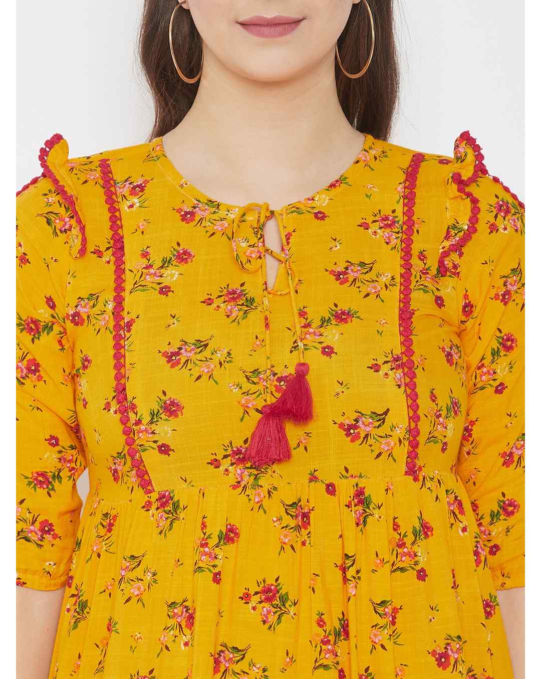 Rayon Floral A-line Dress view 6