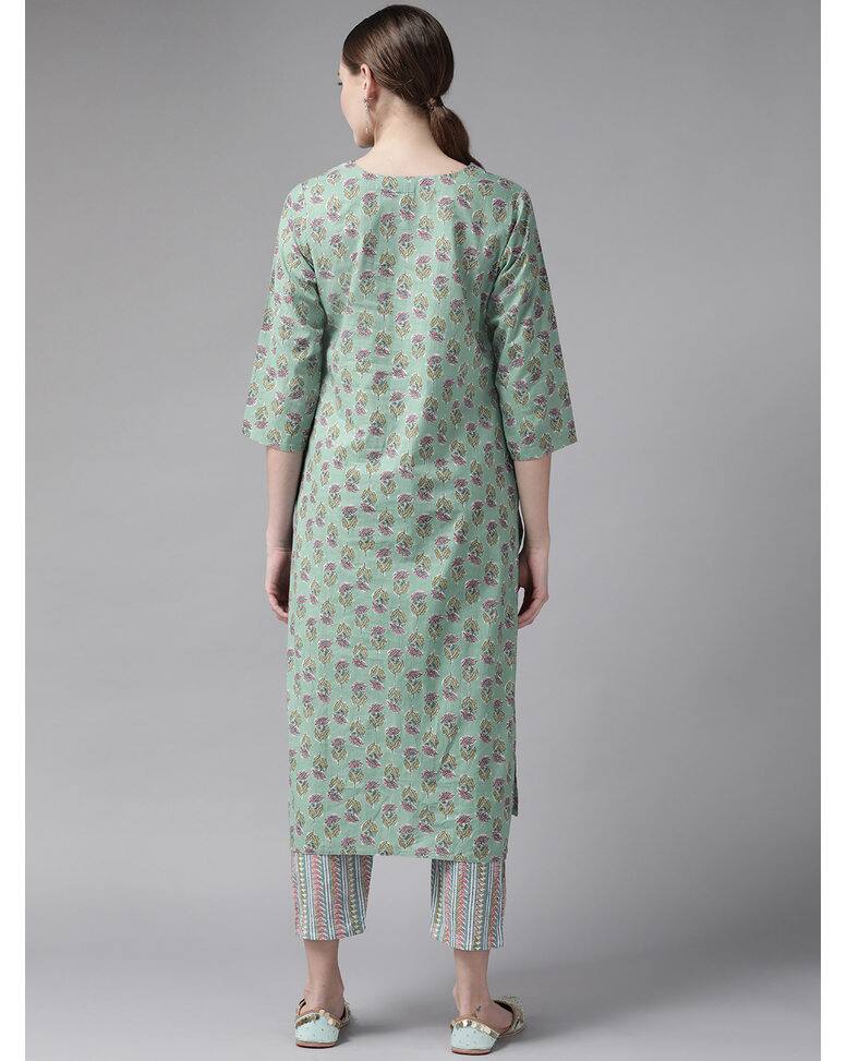 Cotton Floral  Ethnic Pants SuitSet view 3