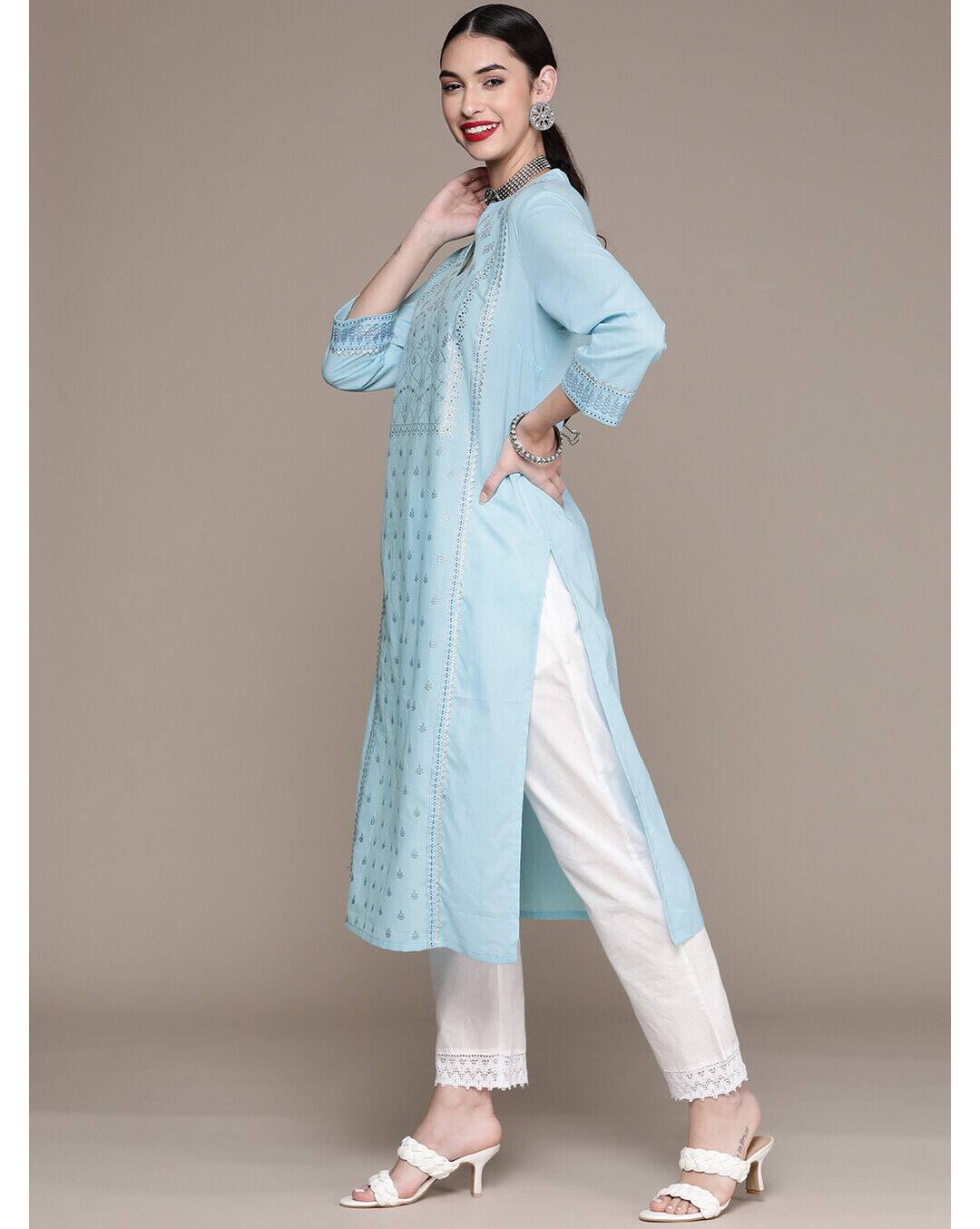 Rayon Floral Straight Kurta view 2