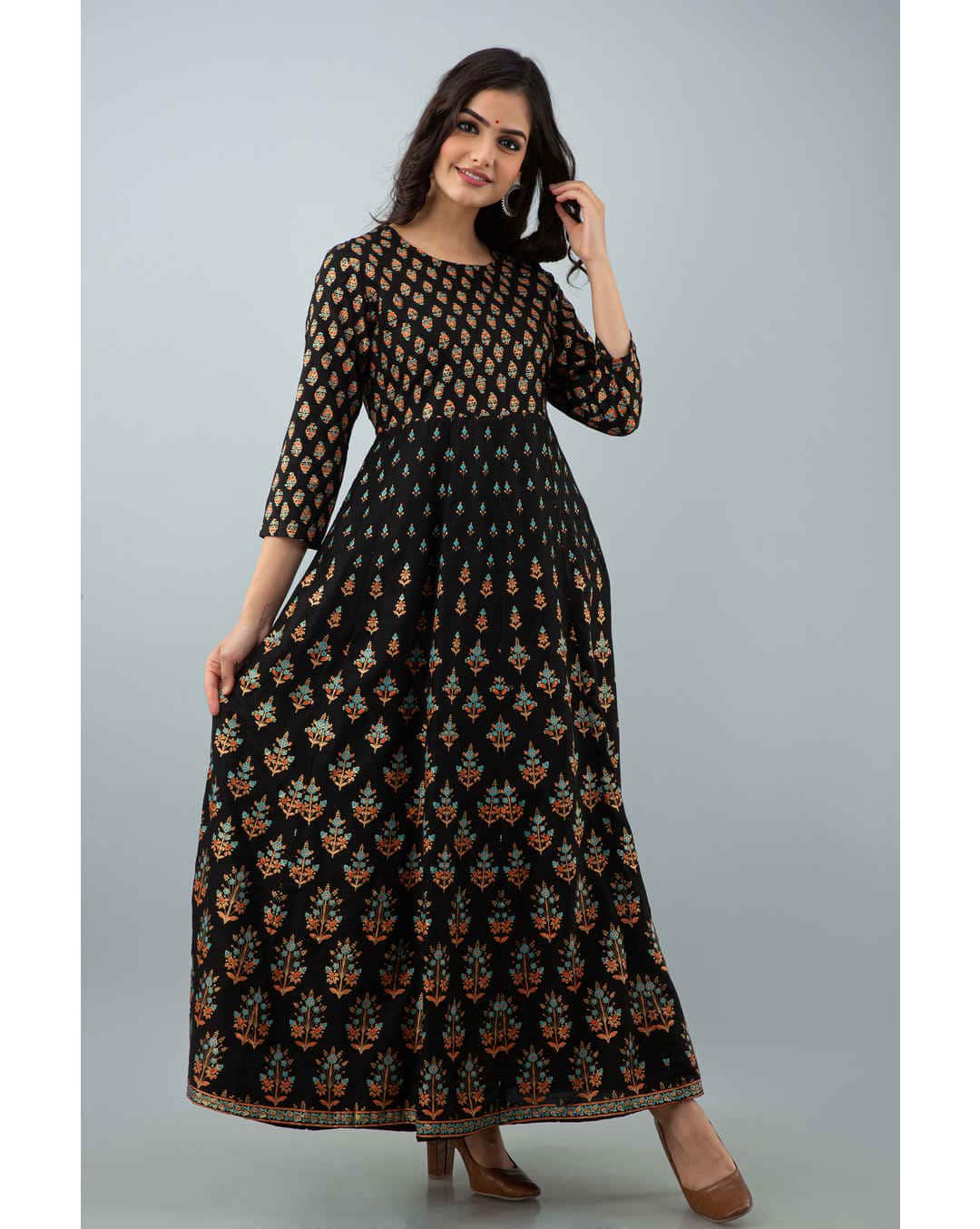 Rayon Printed Anarkali Kurta view 10