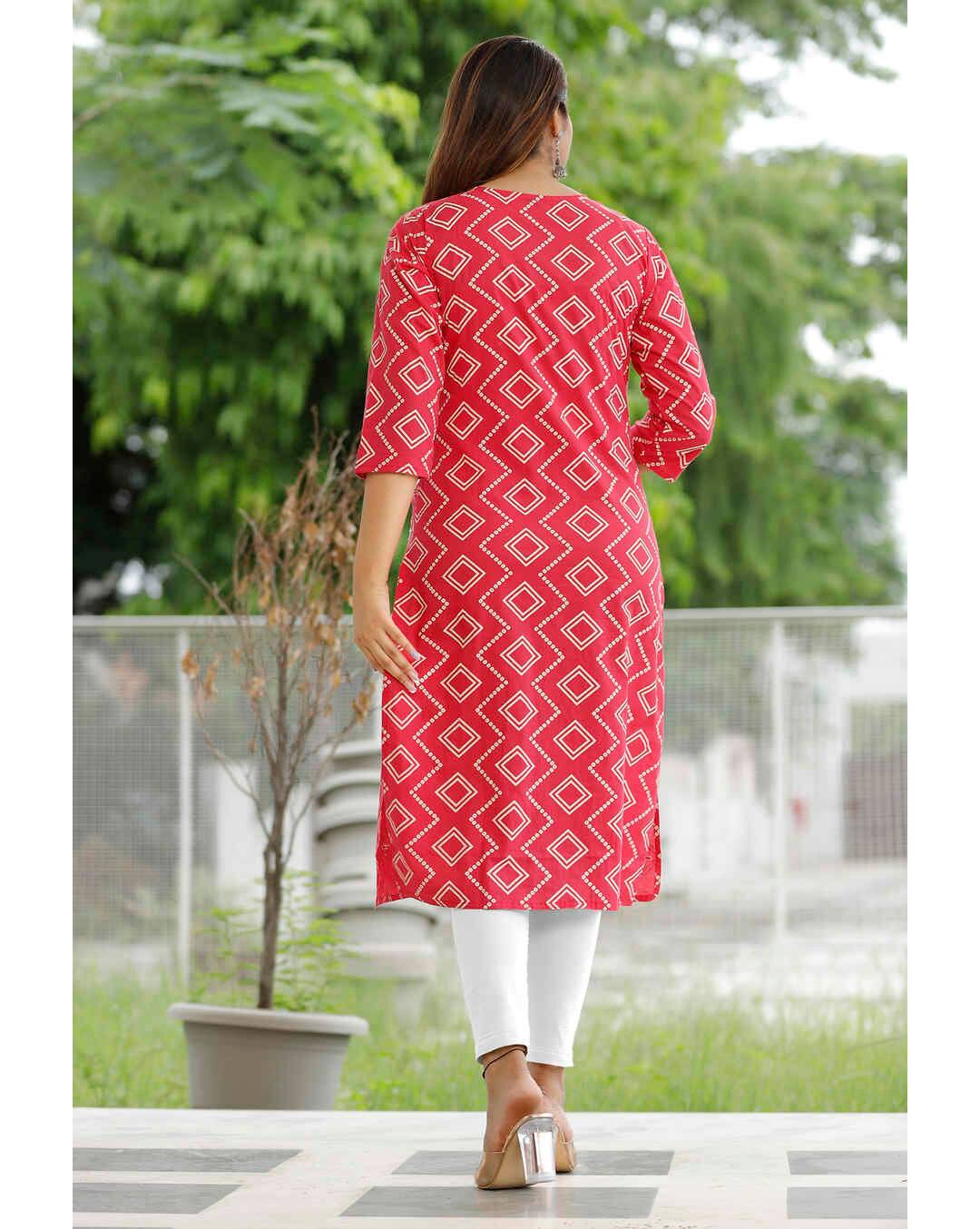 Cotton Printed Straight Kurta view 2