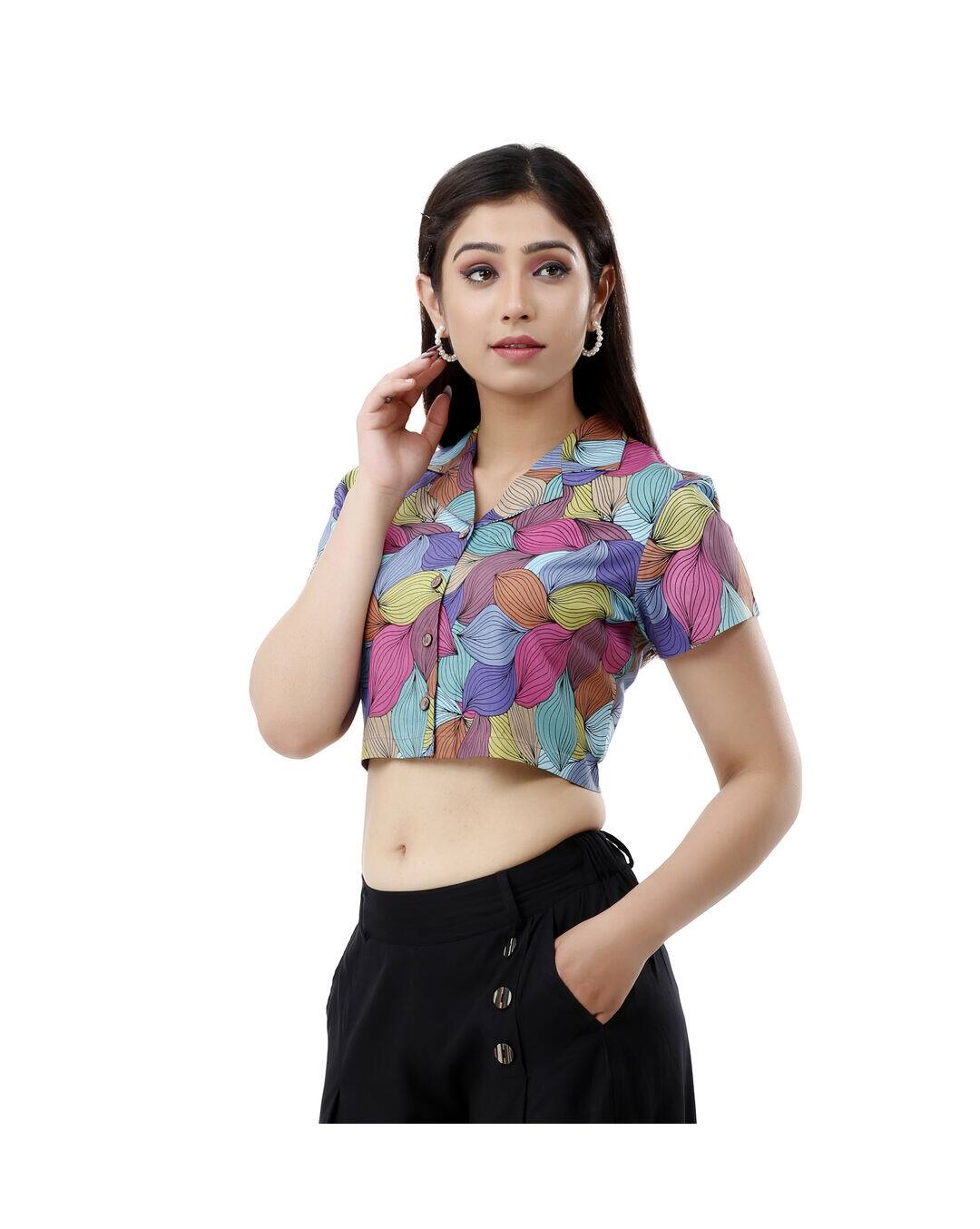 Rayon Floral Crop Top view 4
