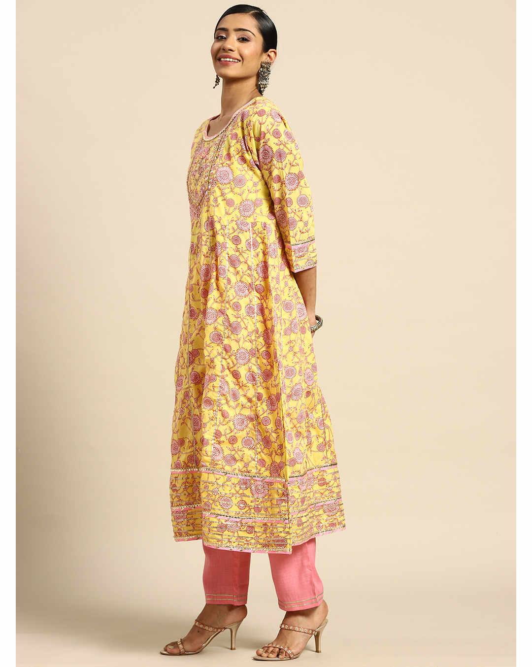 Cotton Mix Printed Ethnic Pants SuitSet view 3