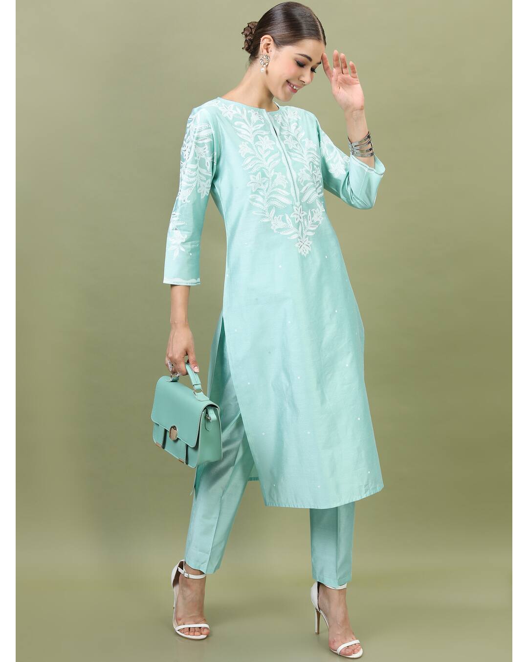 Viscose Embroidered  Ethnic Pants   SuitSet view 7