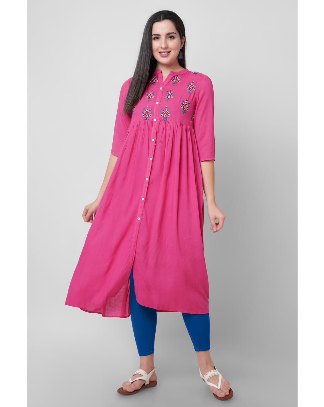 Rayon Embroidered A-line Kurta