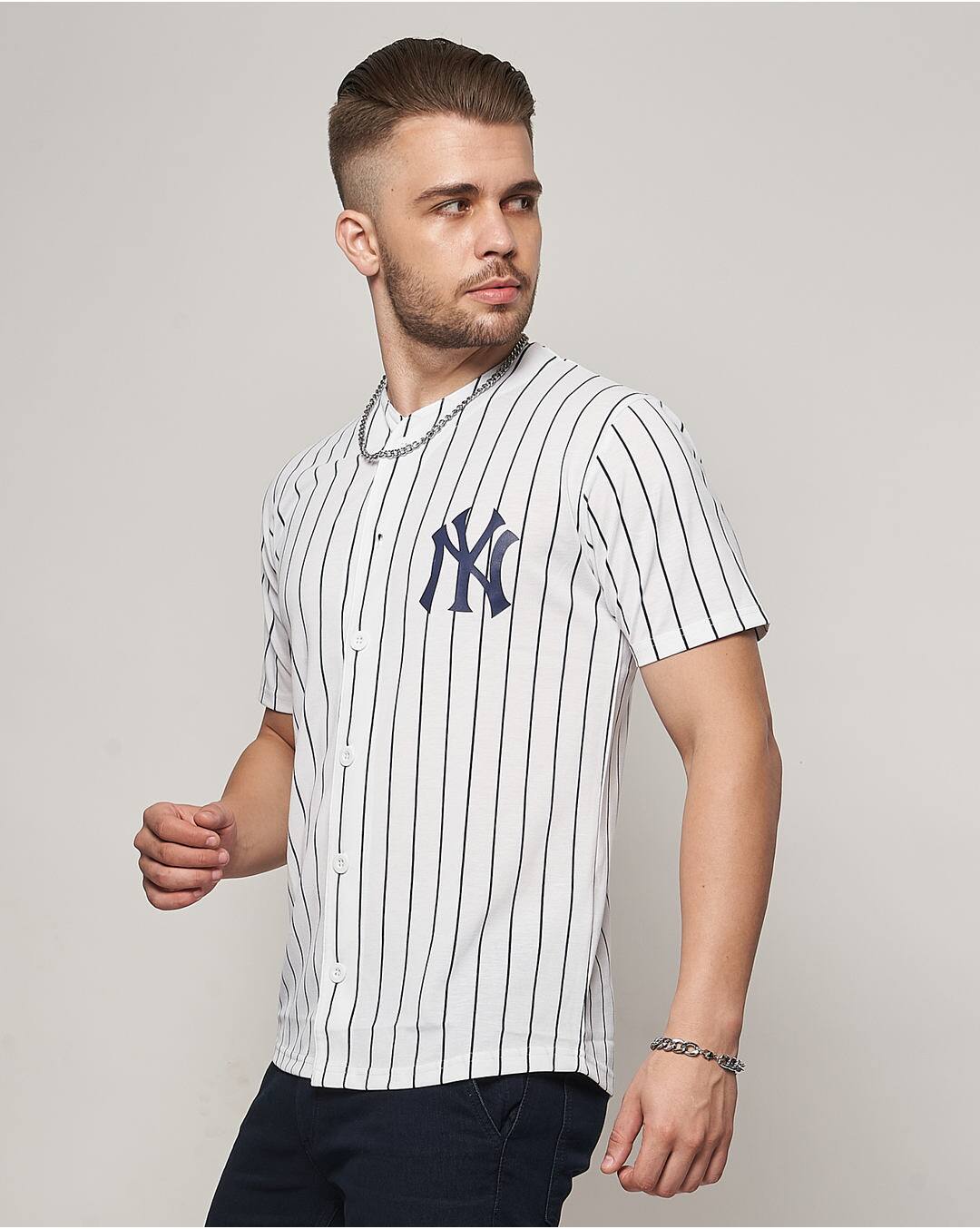 Polyester Cotton Stripes Slim Fit Henley Tshirts view 3