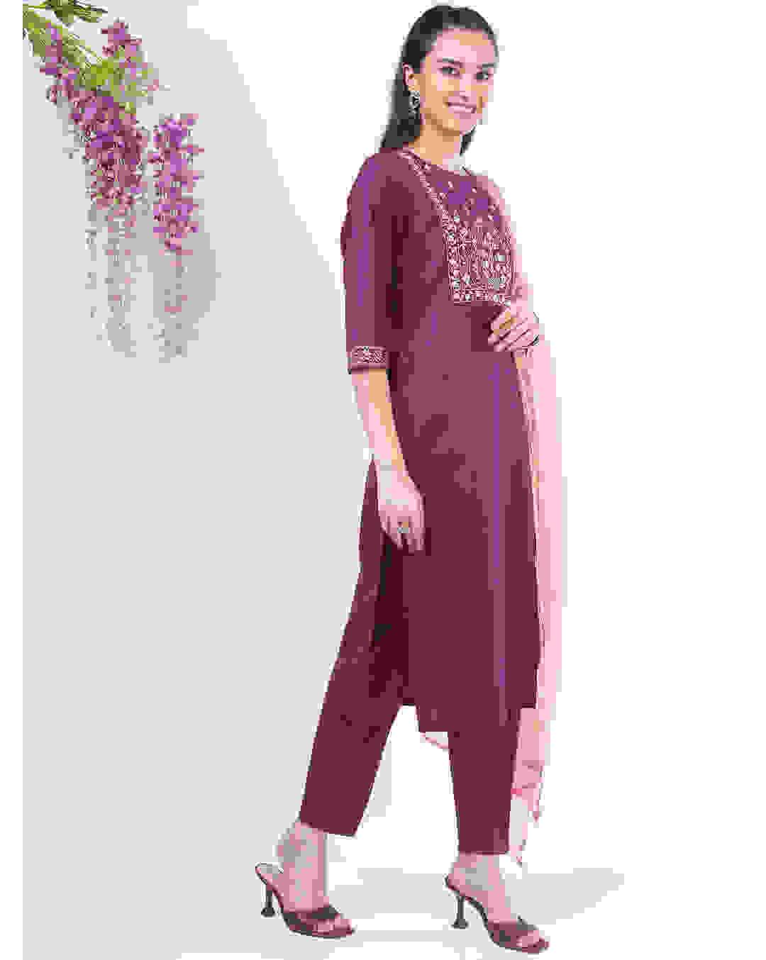 Polyester Embroidered Ethnic Pants SuitSet view 10