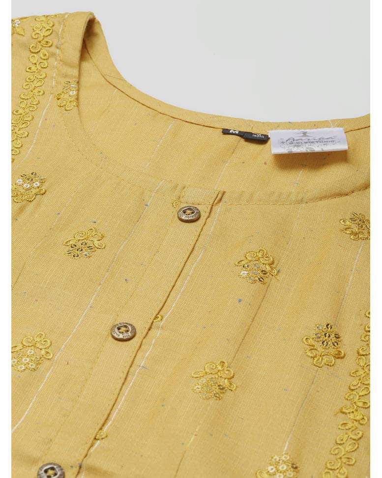 Cotton Embroidered Straight Kurta view 5