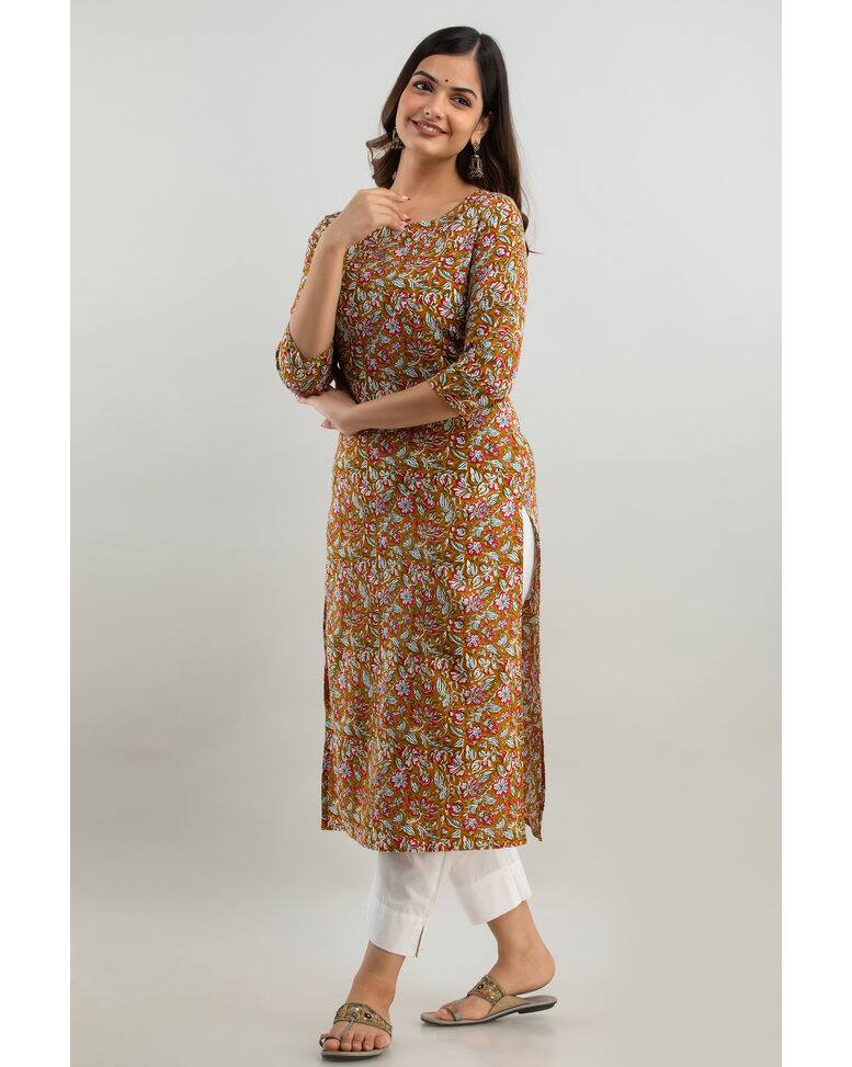 Rayon Printed Straight Kurta view 8